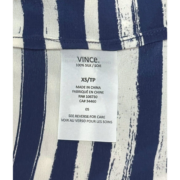 VINCE 100%Silk Shift Dress Marker Stripe Long Sleeve Career Business Casual Blue - Picture 10 of 12